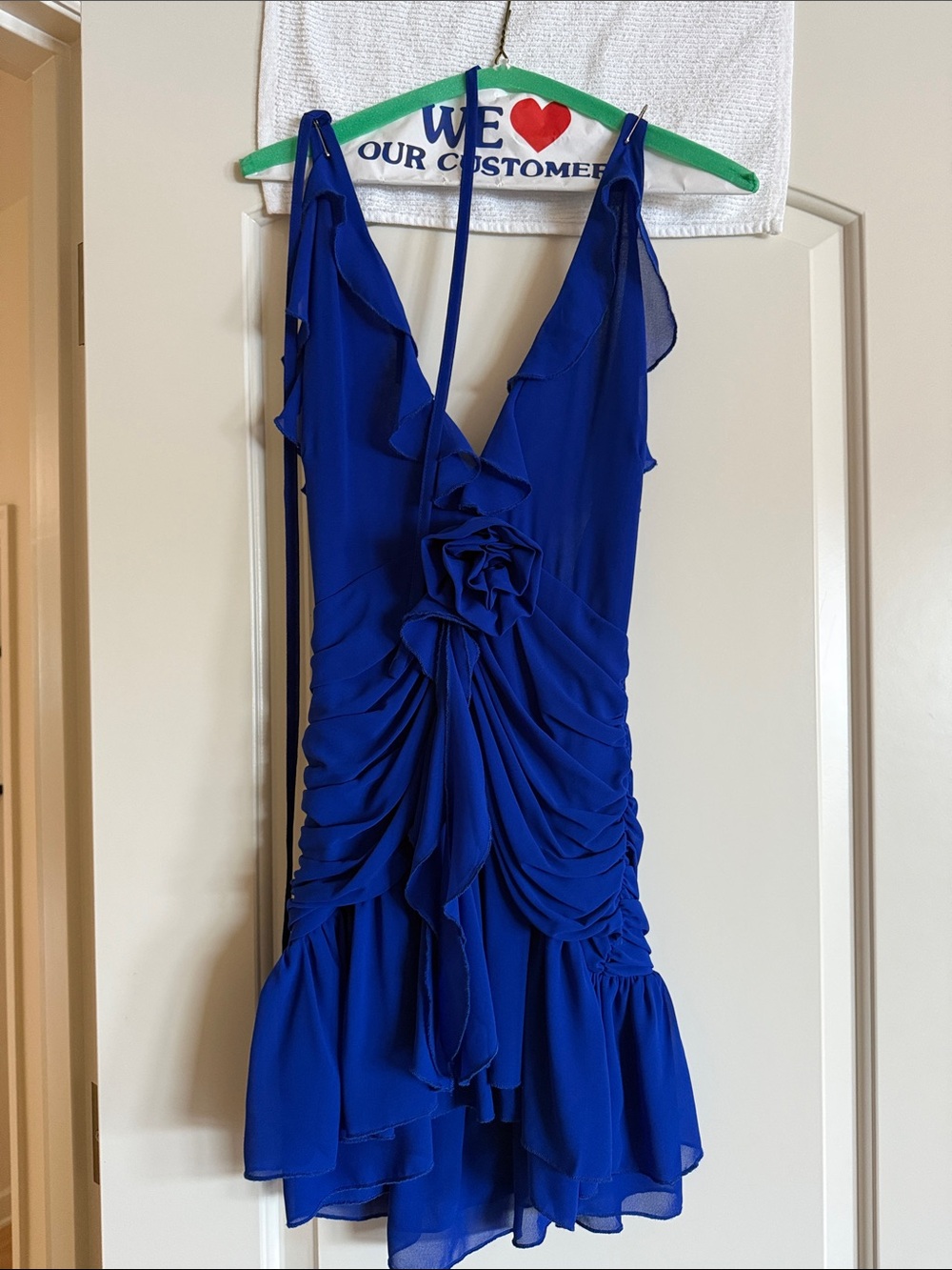 Royal Blue Ruffled Chiffon Dress